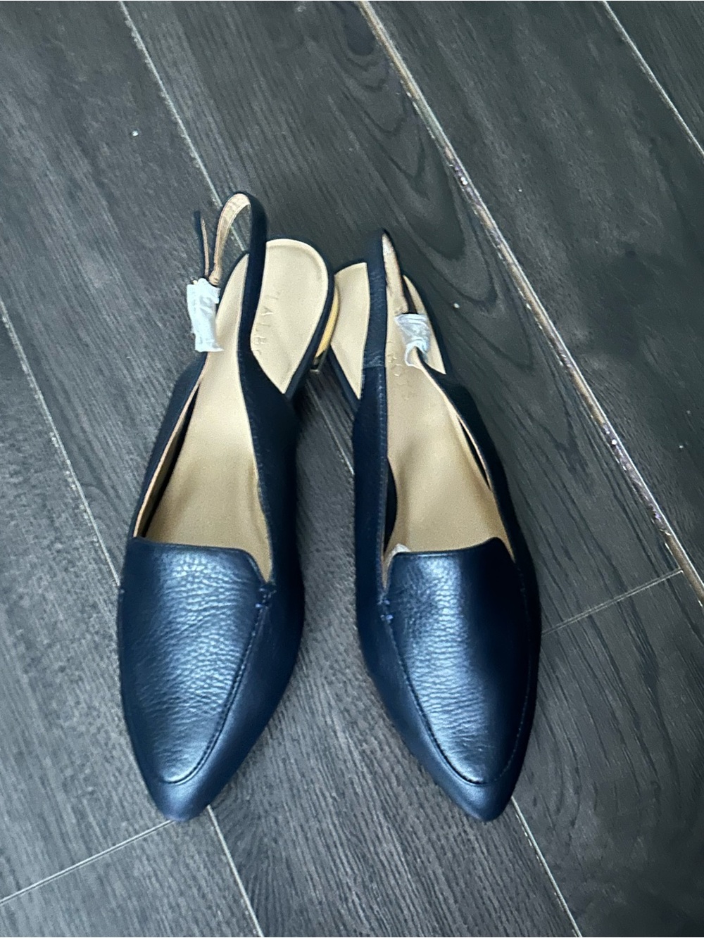 Talbots Black Leather Slingback Flats - 9.5